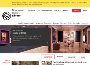 How nypl.org looks like on a tablet such as an iPad.