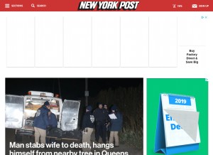 How nypost.com looks like on a tablet such as an iPad.