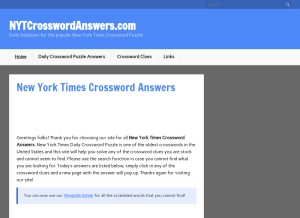 How nytcrosswordanswers.com looks like on a tablet such as an iPad.