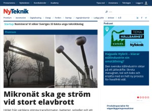 How nyteknik.se looks like on a tablet such as an iPad.