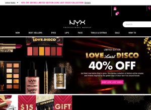 How nyxcosmetics.com looks like on a tablet such as an iPad.