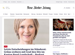 How nzz.ch looks like on a tablet such as an iPad.