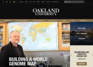 How oakland.edu looks like on a tablet such as an iPad.