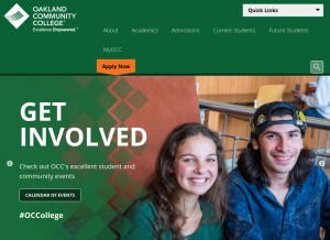 How oaklandcc.edu looks like on a tablet such as an iPad.