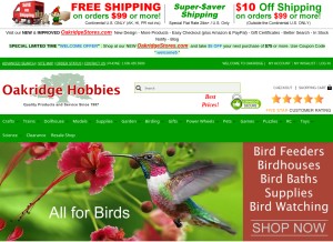 How oakridgehobbies.com looks like on a tablet such as an iPad.