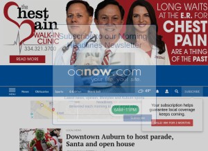 How oanow.com looks like on a tablet such as an iPad.