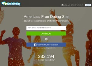 How oasisdating.com looks like on a tablet such as an iPad.