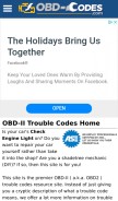 How obd-codes.com looks like on a mobile device such as an iPhone.