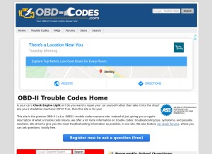 How obd-codes.com looks like on a tablet such as an iPad.
