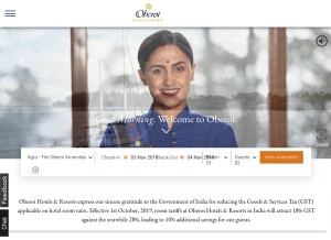 How oberoihotels.com looks like on a tablet such as an iPad.