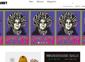 How obeyclothing.com looks like on a tablet such as an iPad.