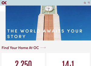 How oc.edu looks like on a tablet such as an iPad.