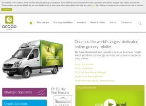 How ocadogroup.com looks like on a tablet such as an iPad.