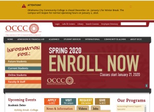 How occc.edu looks like on a tablet such as an iPad.