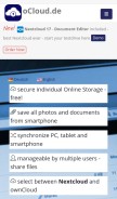 How ocloud.de looks like on a mobile device such as an iPhone.