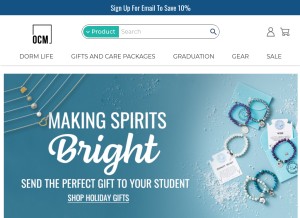How ocm.com looks like on a tablet such as an iPad.