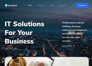 How octaitech.com looks like on a tablet such as an iPad.
