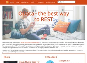 How odata.org looks like on a tablet such as an iPad.