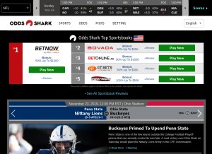 How oddsshark.com looks like on a tablet such as an iPad.