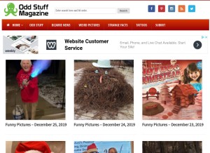 How oddstuffmagazine.com looks like on a tablet such as an iPad.