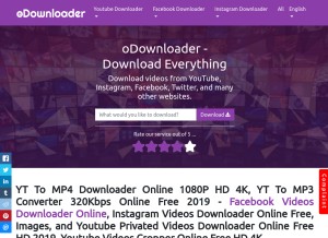 How odownloader.com looks like on a tablet such as an iPad.