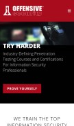 How offensive-security.com looks like on a mobile device such as an iPhone.