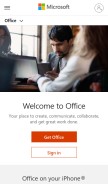 How office.com looks like on a mobile device such as an iPhone.