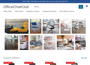 How officechairclub.com looks like on a tablet such as an iPad.