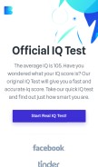 How officialiqtest.net looks like on a mobile device such as an iPhone.