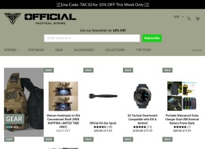 How officialtacticalstore.com looks like on a tablet such as an iPad.