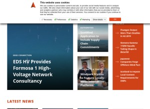 How offshorewind.biz looks like on a tablet such as an iPad.