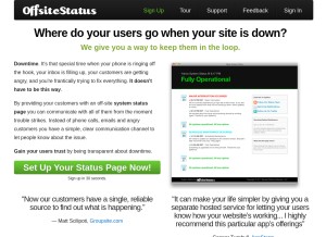 How offsitestatus.com looks like on a tablet such as an iPad.