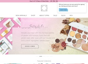 How ofracosmetics.com looks like on a tablet such as an iPad.