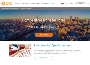 How ofx.com looks like on a tablet such as an iPad.