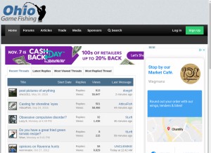 How ohiogamefishing.com looks like on a tablet such as an iPad.