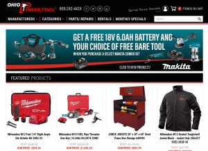 How ohiopowertool.com looks like on a tablet such as an iPad.