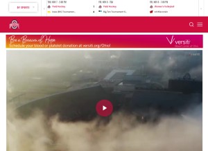 How ohiostatebuckeyes.com looks like on a tablet such as an iPad.