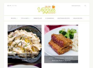How ohmyveggies.com looks like on a tablet such as an iPad.