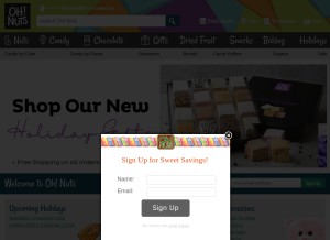 How ohnuts.com looks like on a tablet such as an iPad.