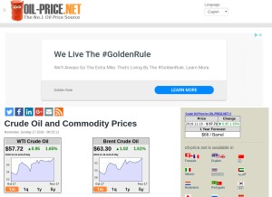 How oil-price.net looks like on a tablet such as an iPad.