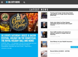How oilcity.news looks like on a tablet such as an iPad.