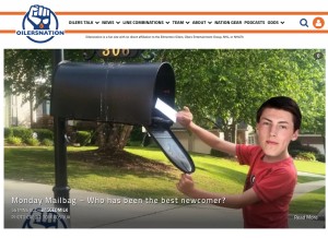 How oilersnation.com looks like on a tablet such as an iPad.