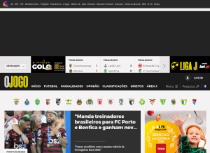 How ojogo.pt looks like on a tablet such as an iPad.