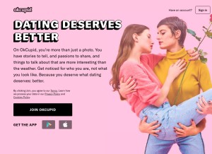 How okcupid.com looks like on a tablet such as an iPad.