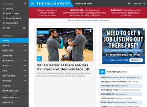 How oklahoman.com looks like on a tablet such as an iPad.