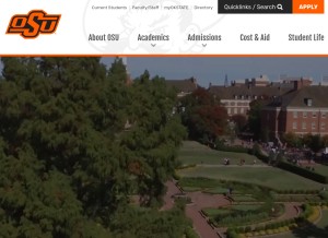 How okstate.edu looks like on a tablet such as an iPad.