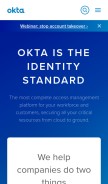 How okta.com looks like on a mobile device such as an iPhone.