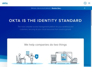 How okta.com looks like on a tablet such as an iPad.