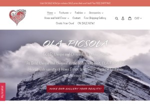 How ola-picsola.com looks like on a tablet such as an iPad.
