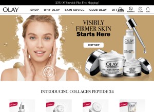 How olay.com looks like on a tablet such as an iPad.